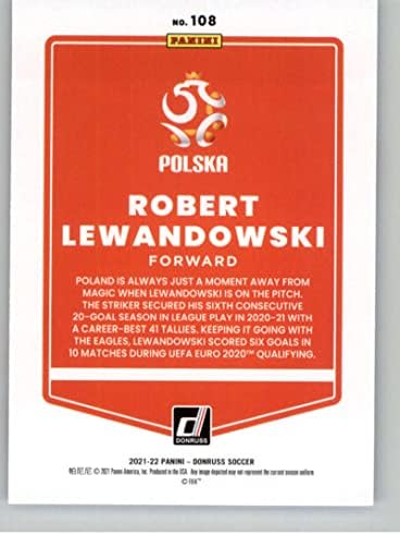 2021-22 Donruss cesta do Katar 108 Robert Lewandowski Poljska Službena fudbalska trgovačka kartica u sirovom stanju