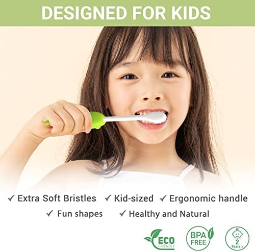 Održiva dječja četkica za zube za osjetljive gume i zube | Eko-prijateljski silikonski i bpa-bez mekih čekinja - Chameleon | U dobi 2-8 godina | Neklizajući zahvat, meke čekinje | 1% za proizvod planete