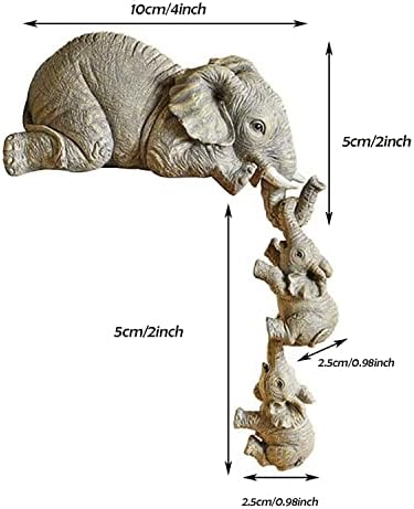 Ywhwxb Kolekcionarski slon sjedenje 3pcs set, majka slona viseći bebe slonovi na rubu, mantelko dekoracija, ručno oslikane smole za