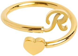 Početno pismo pisma Prsteni za prstenje obećavaju srčani vjenčanik A-Z Zlato podesivi prsten za ženske djevojke nakit