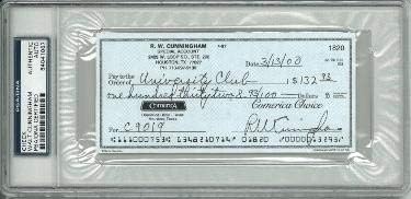Walt / RW Cunningham potpisao lični ček 1820-inkapsulirano 84041067-PSA/DNK certifikat - istorijski potpisi reza