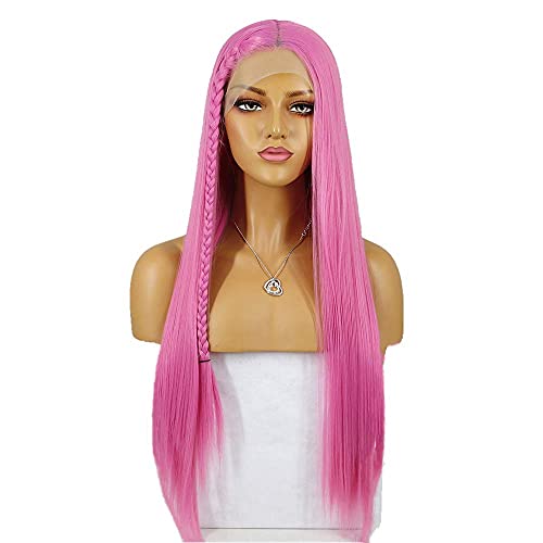 Peach Blossom Pink duga ravna kosa Sintetička kosa perike prirodne kose čipke prednje perike za crne žene 150% gustoća Izbijeljeni
