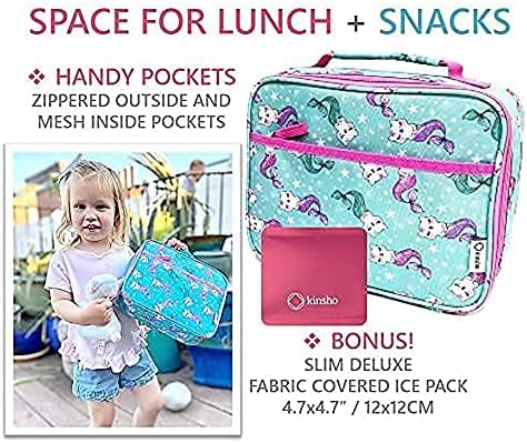 Kinsho Bento kutija za ručak i podudaranje vrećice za ručak sa pakovanjem leda za djevojčice, mališane
