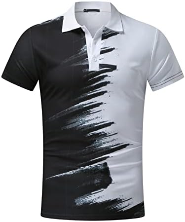 XXBR MENS Zipper Polo Golf majice, ljetni kratki rukav Gradient Ispis Grafički sportski povremeni tenis Top košulja za posao