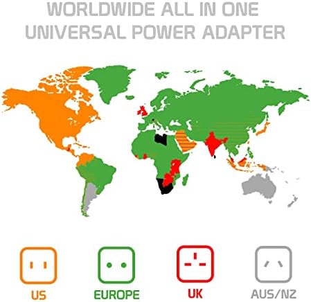 Putovanje USB Plus International adapter kompatibilan sa Blu Studio X6 za svjetsku moć za 3 uređaja USB Typec, USB-a za putovanje