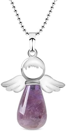 Jeulia ljekovita ogrlica od kristalnog kamena: Anđeoska krila Natural Clear Cremenct Amethyst / Zelena aventurina / Rose Privjesak
