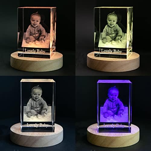 Unigai prilagođena 3D kristalno fotografija, personalizirani pokloni za mamu, 3D laserski kristal sa slikom za rođendanski pokloni,