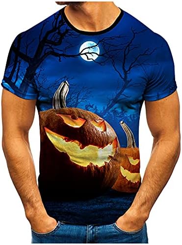 XXBR Halloween Jack-O-Lanterne majice za muške, smiješne 3D bundeve tiskane okrugli vrat Tee vrhovi atletika Ležerna majica Halloween