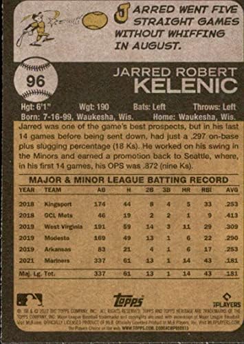 2022 Heritage baštine 96 Jarred Kelenic NM-MT Seattle Mariners Baseball