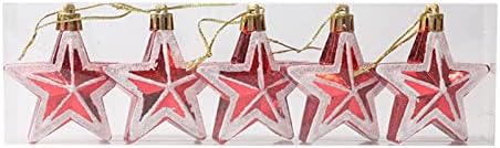 Edgy Novi božićni ukras u obliku poligona u obliku zvijezda pet šiljasti zvjezdani božićni ukras drži crveni i bijeli privjesak na