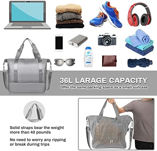GlobalStore Travel Duffel torba, veliki kapacitet nose torbu s naramenim remenom, suhom mokro odvojene duffel torbe za vikend torbe