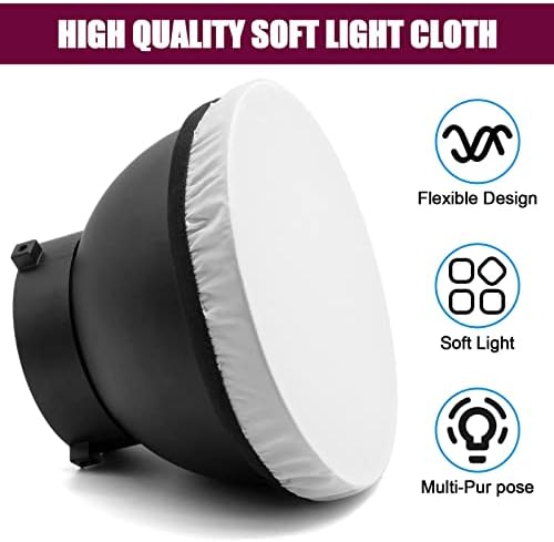 Fotokonski difuzor čarapa bijela meka tkanina za poklopac lampe za 7 inča/ 18 cm standardni Refektor, idealna za Stroboskopski Blic