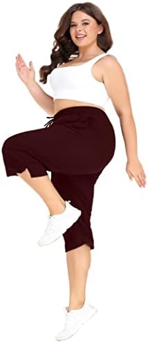 Superyond plus veličine kapri hlače za žene labave fit joga hlače sa džepovima Work Work Activeweb Dukvenci