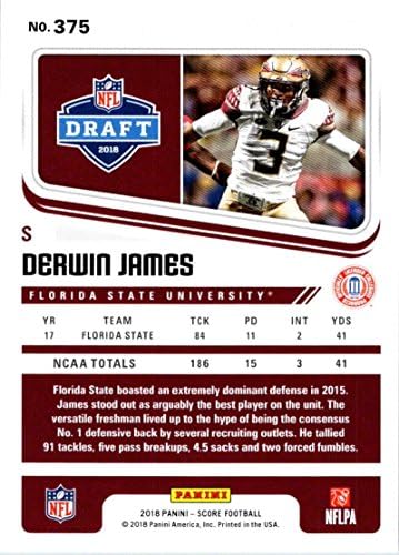 2018 Ocjena 375 Derwin James Florida State Seminoles Rookie Rc Football Card