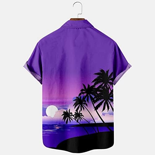XXBR MENS Havajski majice, 2022. Ljetni kratki rukav s majicama Tropsko drvo tiskana majica Ležerne prilike na plaži Velika majica