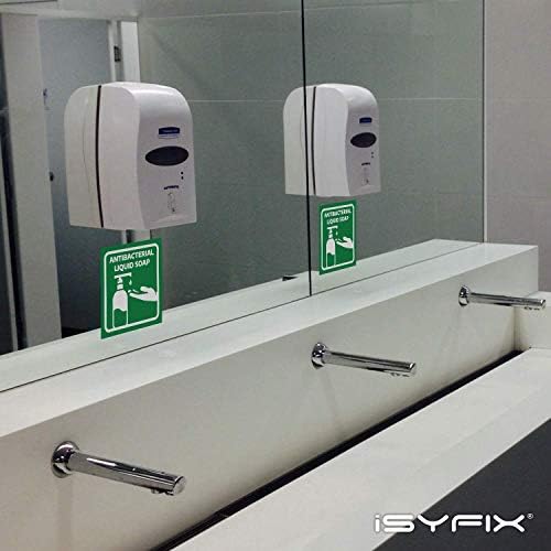 ISYFIX ručni sapun za pranje naljepnice - 4 pakovanje 6x6 inča - premium samoljepljivi vinil, naljepnice za pranje ruku, laminirani
