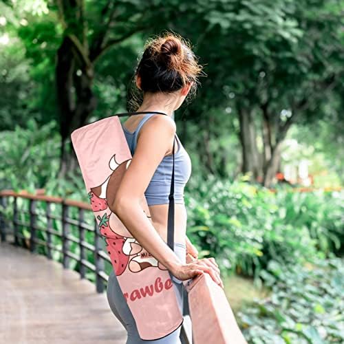 Strawberry Cow Yoga Mat torbe torba za jogu sa punim patentnim zatvaračem za žene i muškarce, nosač prostirke za jogu sa podesivim