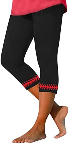 Žene 2023 Baseball Ispis Stretch gamaši Ležerne prilike Comfy Visoki struk Slim Yoga Hlače Tajice Ladys Workout Obrezane pantalone