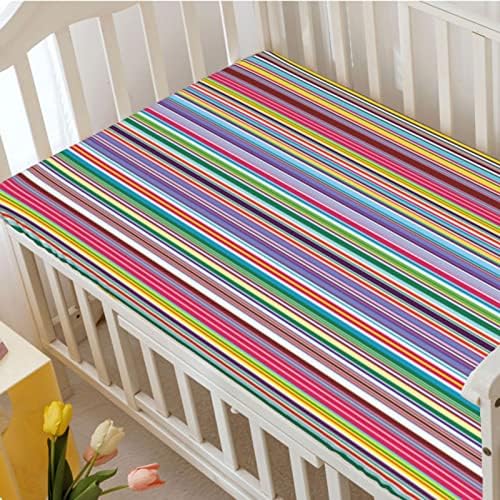 Striped tematski obloženi mini listovi, prenosivi mini listovi krevetića meki i prozračni posteljinski lim za krevet-krevetir ili