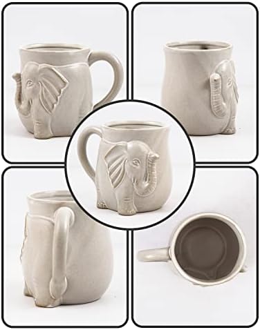INKRICH 20 Oz Elephant šolja za čaj, velika keramička šolja za kafu, slatki 3D dizajn slonova, jedinstvena & amp; Kreativna šolja