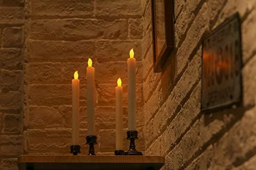 Flameless LED konus svijeće na baterije, toplo Jantarno treperenje svjetlo, potisnuti prozori sa bijelim stubovima svjetla za crkvene