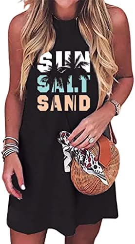 Sunce sol pijesak kokosovo drvo Tank Mini haljina za žene bez rukava plaža Praty Shirts ljetni odmor kratke Mini haljine