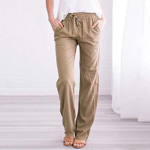 Kanal za struk ravno ženske hlače čvrste i povremene elastične pamučne pantalone