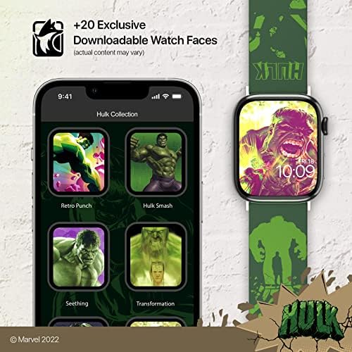 Marvel - Hulk SmartWatch Band Collection - službeno licenciran, kompatibilan sa Apple Watch - Odgovara 38 mm, 40 mm, 42 mm i 44mm