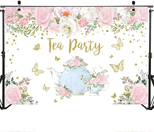 Mocsicka Tea Party backdrops 7x5ft princeza Wonderland cvjetni rođendanski tuš za bebe Photo pozadine hajde da se zabavimo Zlatni