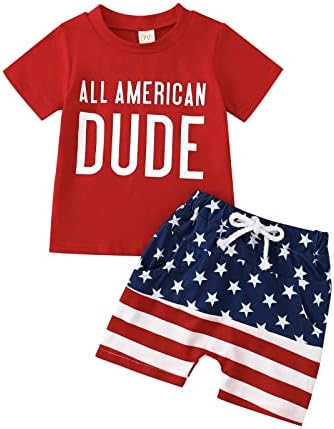 4. jula Baby Boy Outfit USA Pismo Ispis majica Tors Hotsas Toddler Četvrti jul Slatka sedmorođena ljetna odjeća