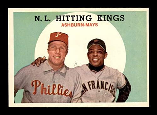317 Willie Mays / Richie Ashburn NL udaranje Kings Hof - 1959 TOPPS bejzbol kartice Ocjenjivane exmt - bejzbol obložene autogramirane