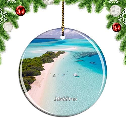 Weekino Irufushi Maldivi Božićni Xmas Tree Ornament ukras Viseći privjesak Dekor City Travel Suvenir Kolekcija Dvostrana porculana