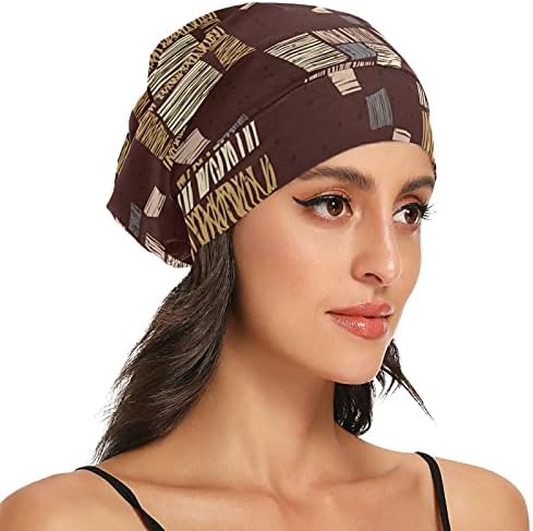 Kapa s lubanjem za spavanje Radni šešir Bonnet Beanies za žene Striped Vintage Bohemian Mandala Brown Sleep Cap Radni šešir za kosu