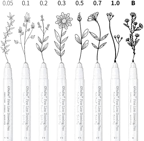 Olovka za crtanje Ohuhu, set od 8 paketa ultra fine line markera za crtanje, 8 različitih veličina vrhova + dot olovke, 15 boja dvostruki savjeti Markeri