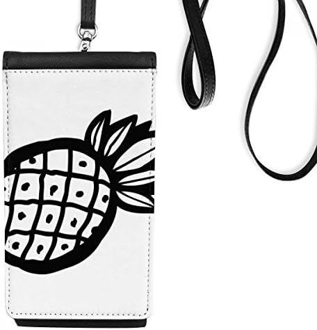 Crna ananatska linija crtanje voćnog telefona novčanik torbica viseće mobilne torbice crni džep