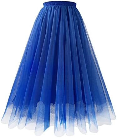 Ženska midi suknja A-Line Fairy Mesh Slowered suknja Visoka asimetrična čajna duljina elastične struke Tutu Tutu