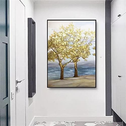 Yxbdn ručno obojena uljana slika ručno rađena Sažetak lijepa bijela žuta stabla uljna slika zidna Umjetnost Kućni dekor