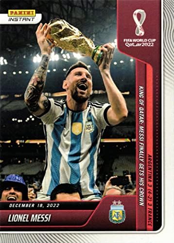 2022 Panini Instant FIFA Svjetski kup Qatar 118 Lionel Messi Soccer Card Argentina - pobjeđuje 2022 Svjetskog kupa