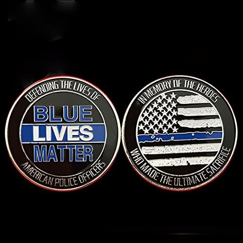 Sjedinjene Američke Države plavi životi sutni suvenirni novčić koji brani život američkih policajaca tanka plava linijski kovanica