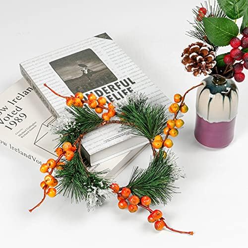 Božićni prsten ručno rađen ukrasni realistični živopisan festivalsko ukrašavanje tablice DIY umjetna biljka šipak narančasta