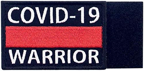 Covid-19 ratnička patch vezeni moralni biciklistički aplikacija pričvršćivač kuka i loop emblem, crvena linija