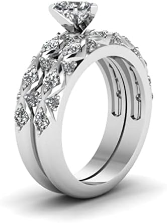 2023 Novi par dijamanti Američki cirkon srčani prsten puni i europski dijamanti breskve mikrofleksne uzorak umetnute prstene veličine