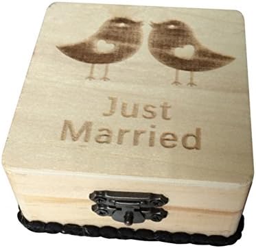 Tundycoco drvena kutija za prstena samo oženjen rustikalni angažman za vjenčani nosač prstenastim nosač za mlade ptice