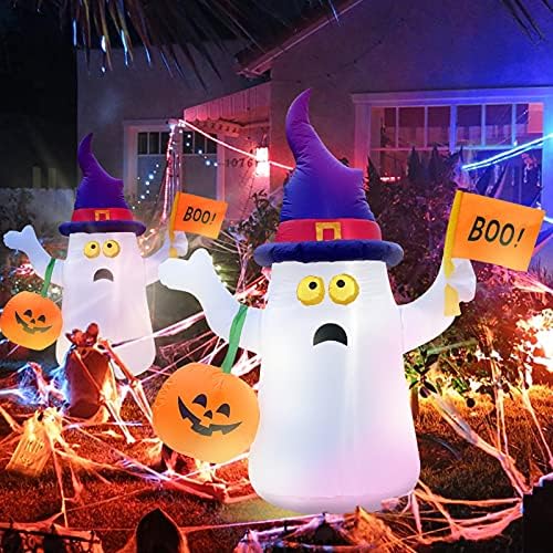 5ft Halloween Dekoracije na naduvavanje Outdoor Ghost sa bundevom fenjer vještica šešir raznijeti Dvorište dekor za odmor Party vrt travnjak vani