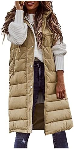 Cotecram puffer prsluk ženski modni plus veličine zimski kaputi bez rukava Zip up duksev dugačak jakna dugačka gornja odjeća