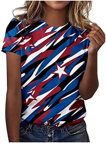 Ženska američka zastava T majica Dan neovisnosti vrhovi kratkih rukava kratka majica kratkih majica 4. jula Ležerna labava tunika