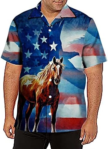 BMISEGM ljetne majice za teretane Muška majica Summer 3D Ispis Neovisnosti Dan Američka zastava Casual Short Muški dugi rukav