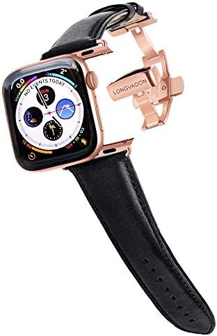 Longvadon Muška klasična serija satova - kompatibilan sa svim Apple Watchom serijom 1, 2, 3, 4 i 5 - originalna puna zrna koža