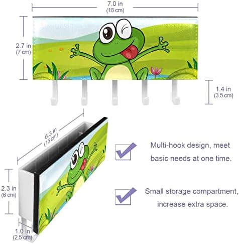 Slatka zelena žaba Organizator regala sa 5 kuka zidne kupaonice Kuhinja nosač police multifunkcionalna polica za pohranu