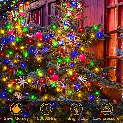 Ollny Božićna svjetla na otvorenom, 49FT 300 LED svjetla za božićno drvo, 29V svijetla bajkovita svjetla za uštedu energije sa daljinskim